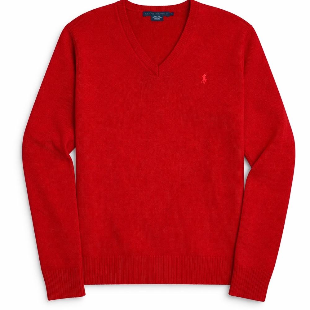 Ralph Lauren V-Neck Sweater in Bold Red